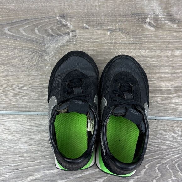 Nike Waffle Trainer 2 Toddler Boy Sz 8 Black Silver Green Low Lace Up Sneakers - Picture 5 of 10